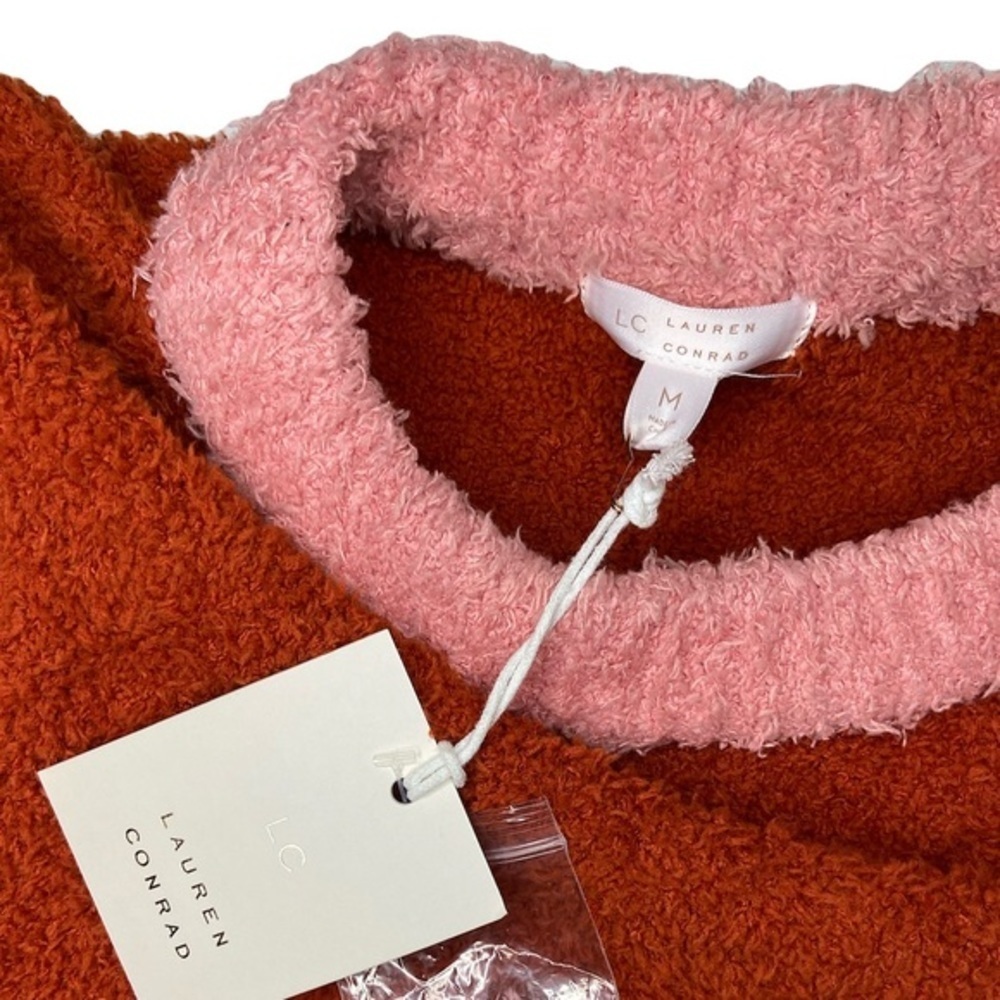 LC Lauren Conrad • Colorblock Fuzzy Sweater • Rust & Blush • Size M - Picture 3 of 12